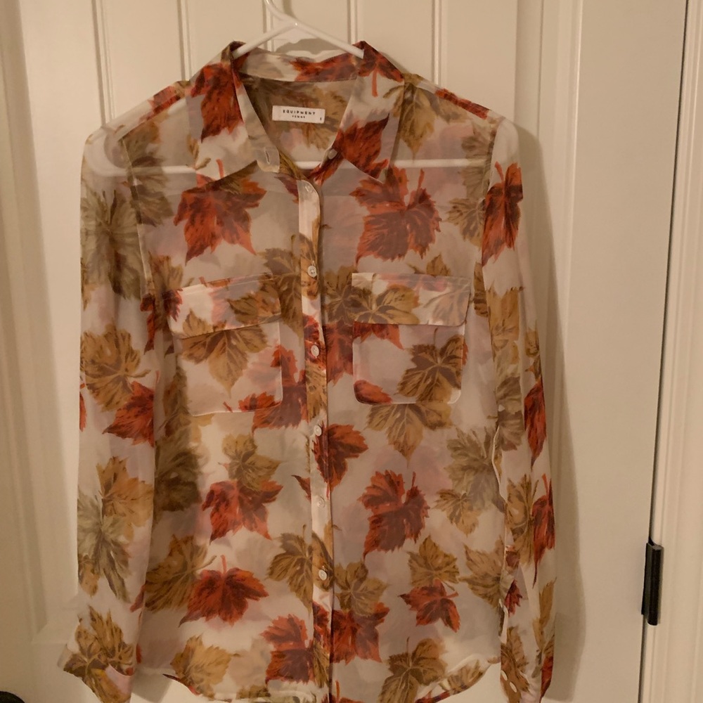 Equipment silk floral sheer blouse